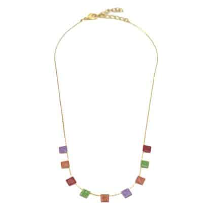 Collier-pour- Femme-Pequeno- Quadrado- Colorido-Donna-Si-Bijoux-L'Inédit