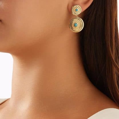 Boucles-d'Oreilles-pour-Femme-Onde-Lucky-Turquoise-Gas-Bijoux-Bijoux-L'Inédit (