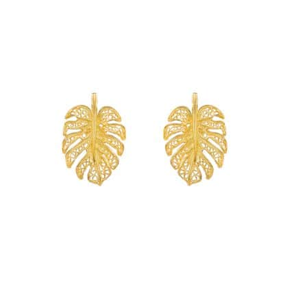 Boucles-d'Oreilles-pour-Femme-Monstera-Dorées-Portugal-Jewels-Bijoux-L'Inédit